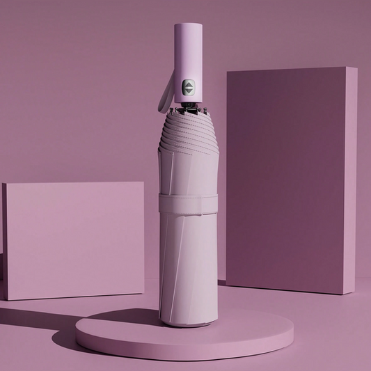Paraguas Automático Plegable Rosa – Resistente al Viento y Lluvia, Protección UV, Compacto y Reforzado