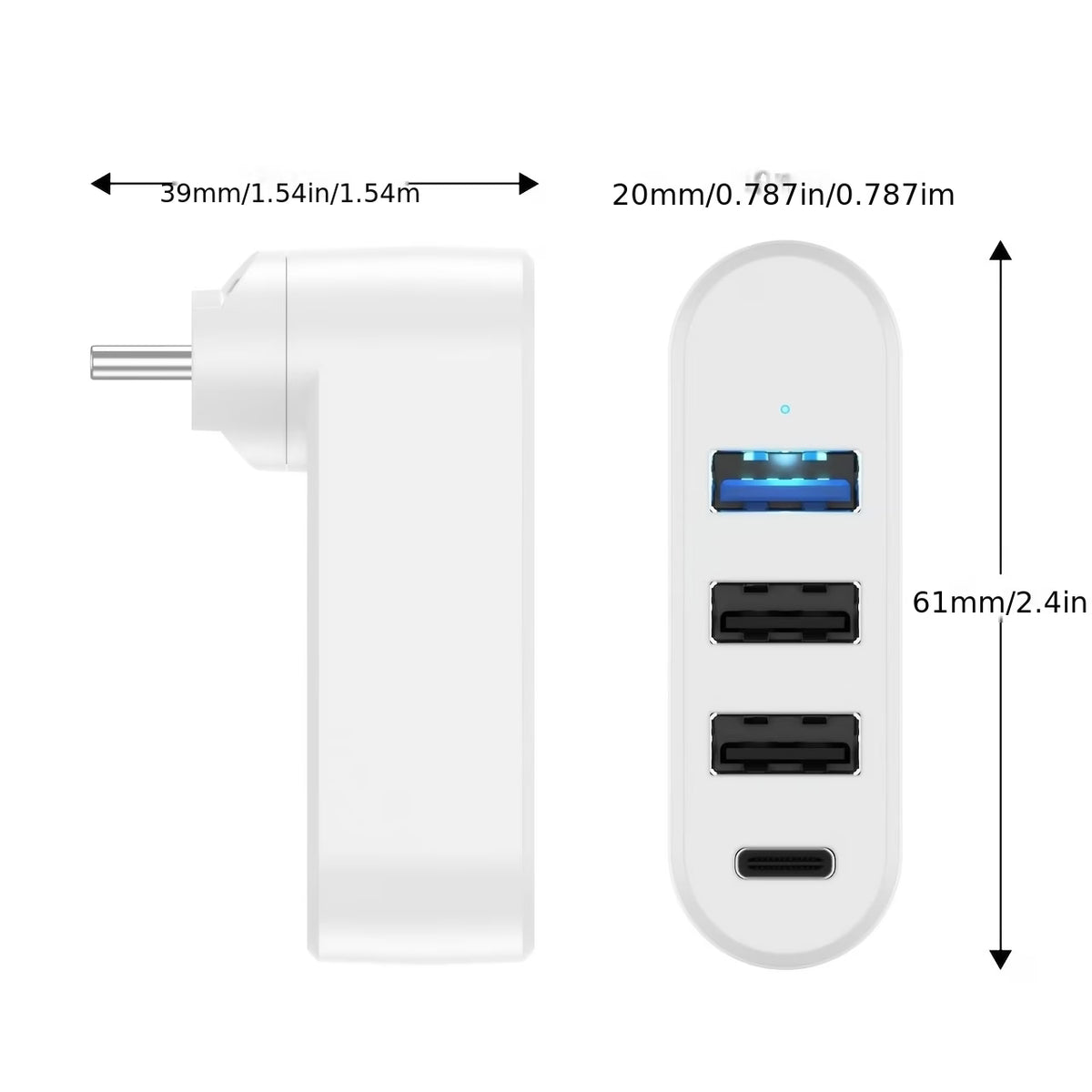 HUB USB VIENON 4 EN 1 GIRATORIO 180° – 3 PUERTOS USB Y 1 TIPO C