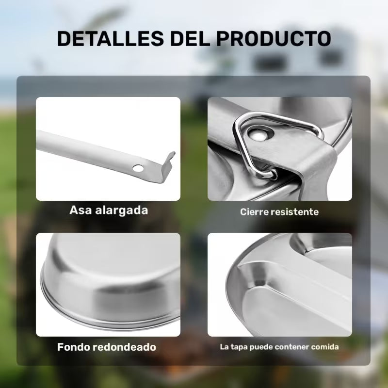 MARMITA MILITAR DE ACERO INOXIDABLE 304 CON DIVISIONES