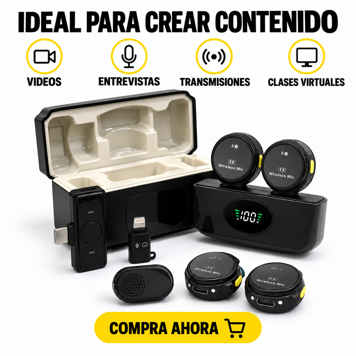 Micrófono Inalámbrico Doble V2 con Estuche
