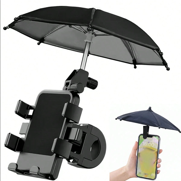 Soporte para Celular con Sombrilla para Bicicleta y Moto – Giratorio 360°
