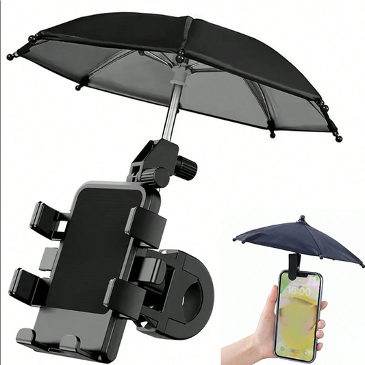 Soporte para Celular con Sombrilla para Bicicleta y Moto – Giratorio 360°