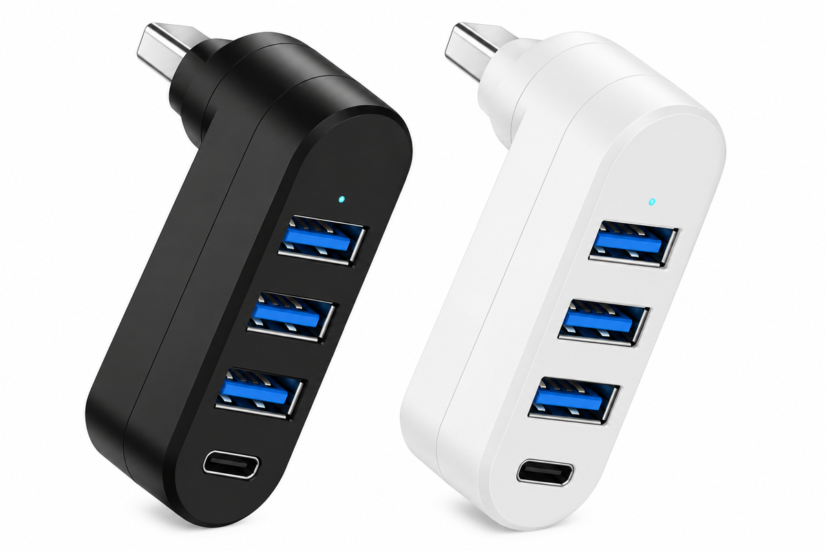 HUB USB VIENON 4 EN 1 GIRATORIO 180° – 3 PUERTOS USB Y 1 TIPO C